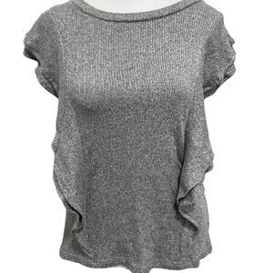 BB Dakota Milky Way Knit Top NWT New Marled Gray Ruffle Sleeveless size S